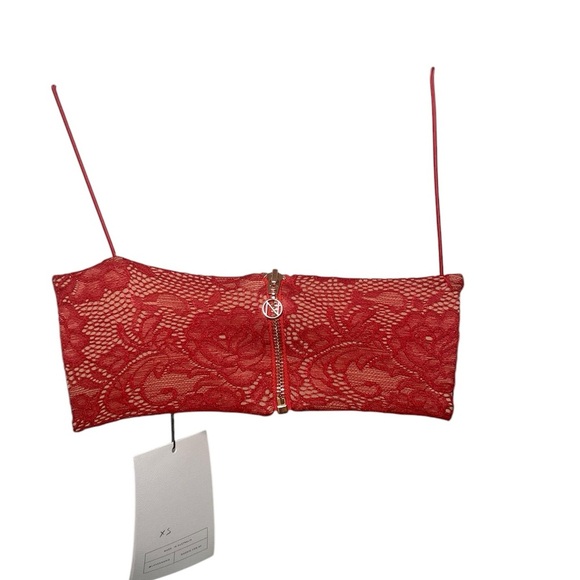 NWT Nookie Heaven Red Lace Crop Top XS | Sheer Bralette Cami - Picture 2 of 6